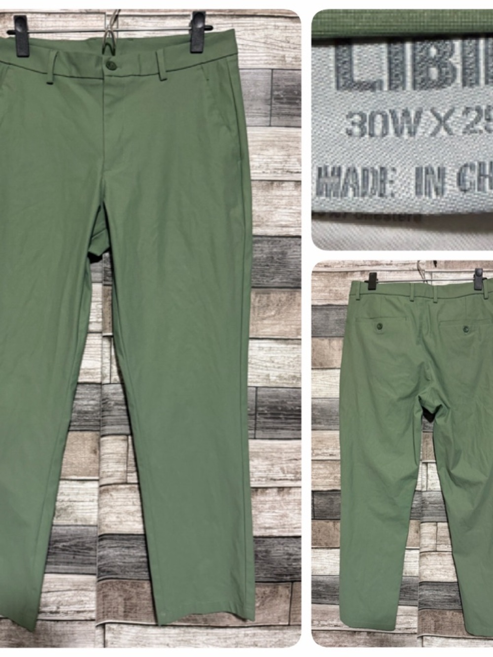 Libin Pants Men’s 30x29 Green Hiking Golf 100% Polyester Casual